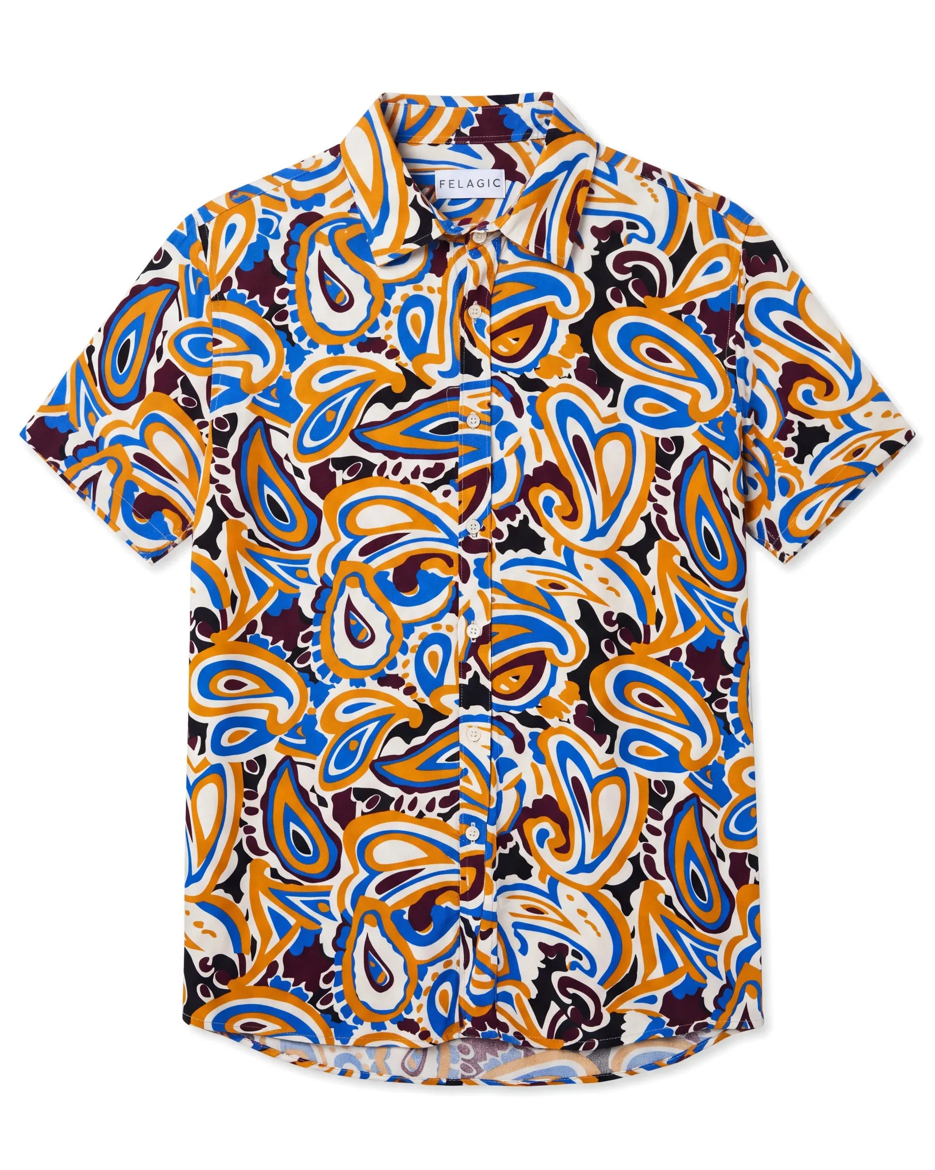 Ancient Paisley Viscose Shirt - Orange, flat lay
