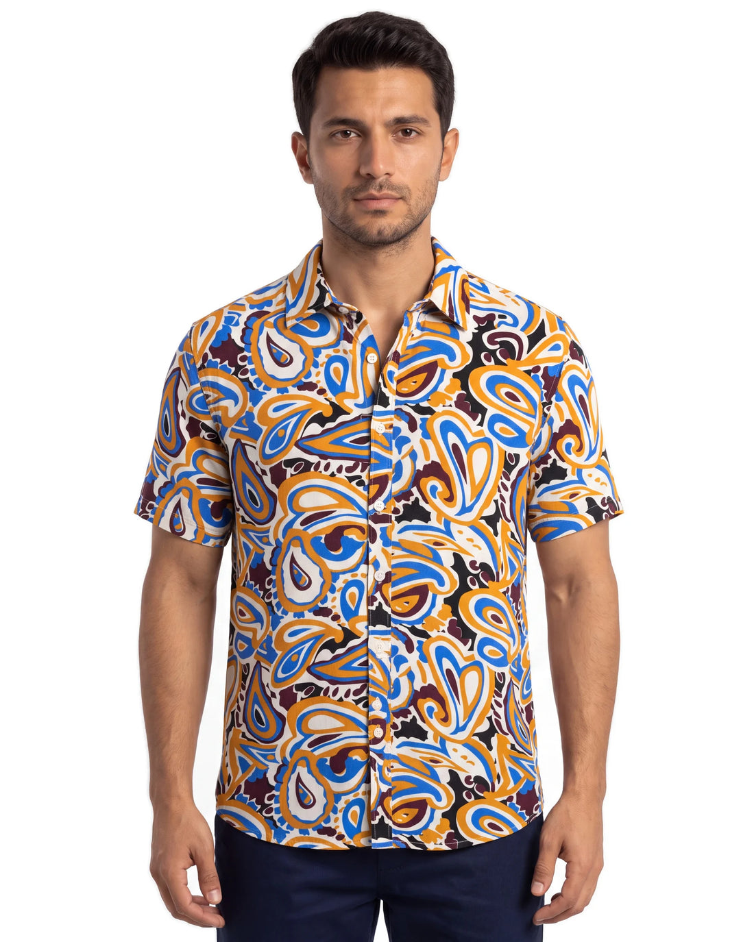 Ancient Paisley Viscose Shirt - Orange, front