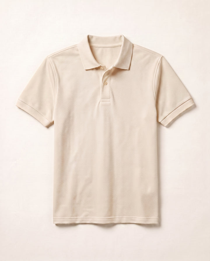 Clear Cut Polo Light Beige cotton pique polo