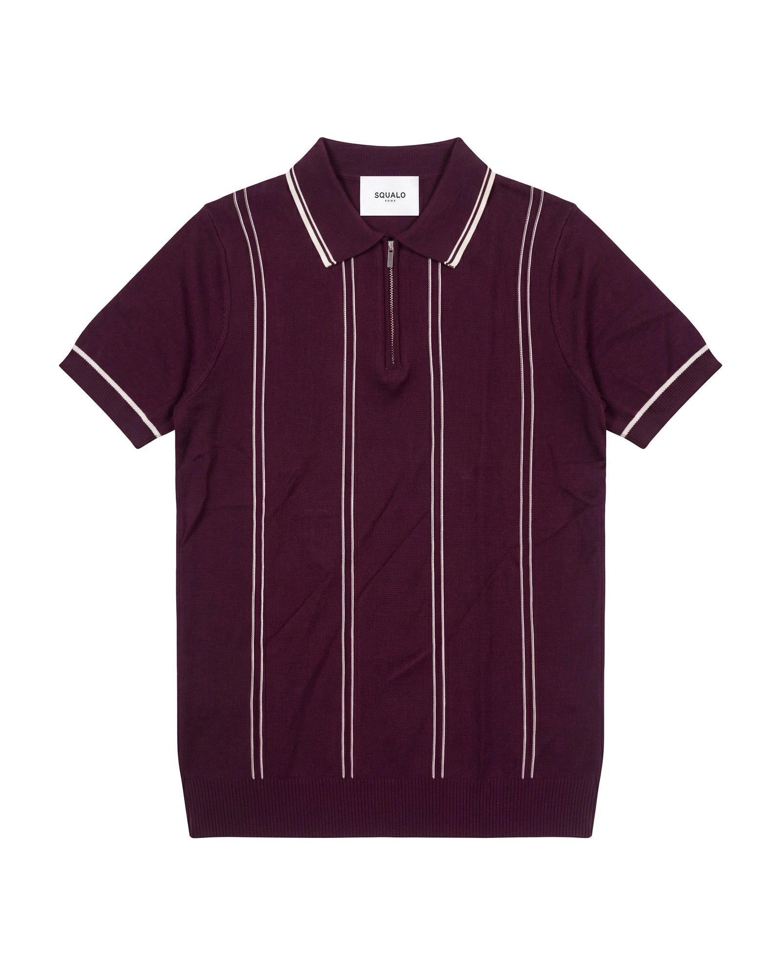 Claret Zip Polo - Maroon, flat lay