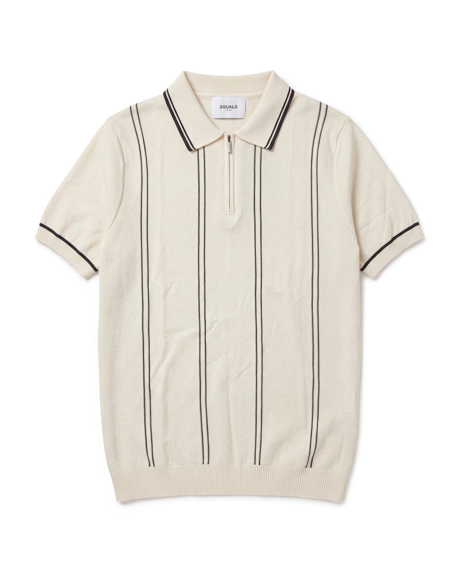Claret Zip Polo - Off White, flat lay