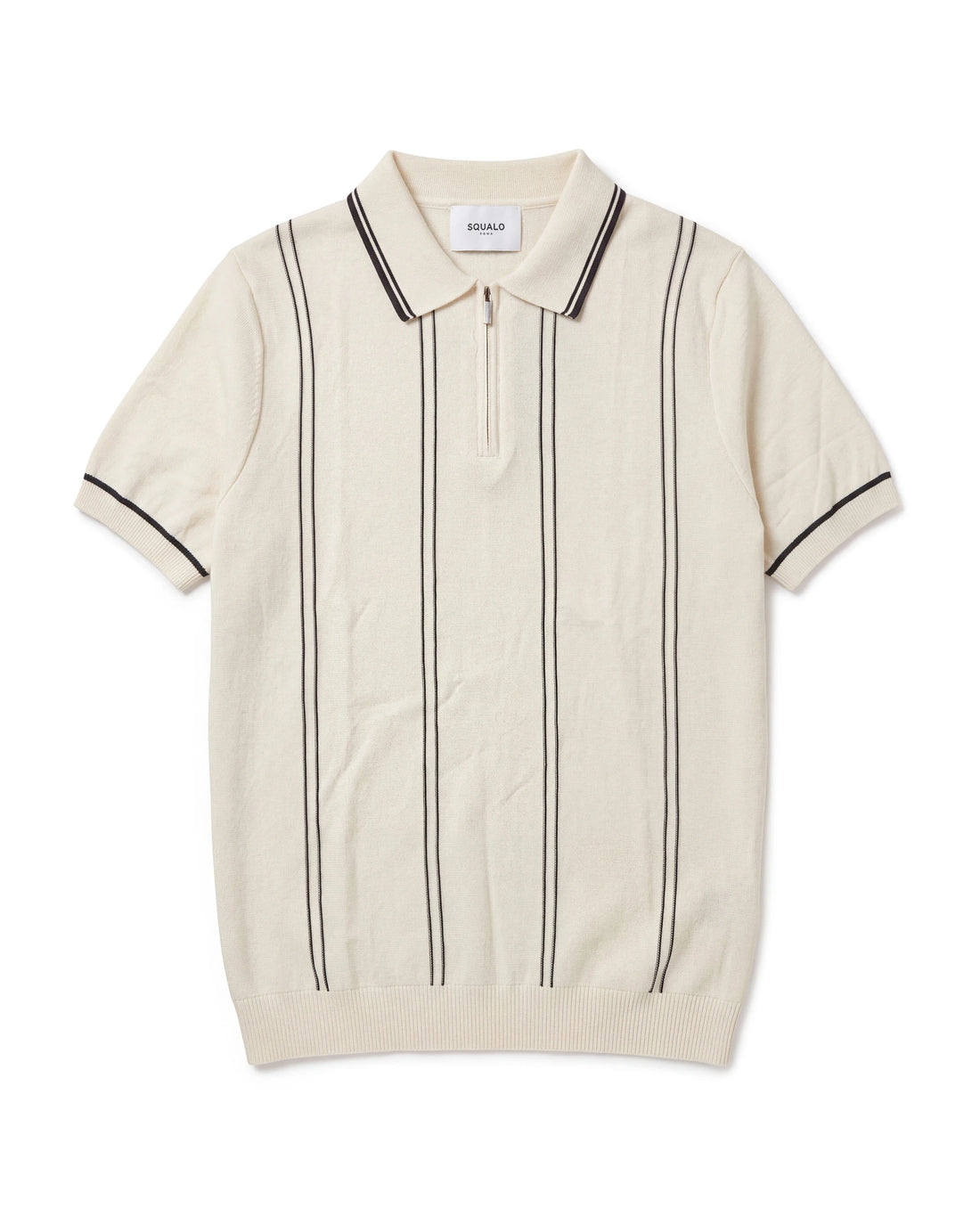 Claret Zip Polo - Off White, flat lay