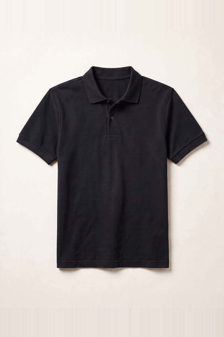 Clear Cut Polo Black cotton pique polo