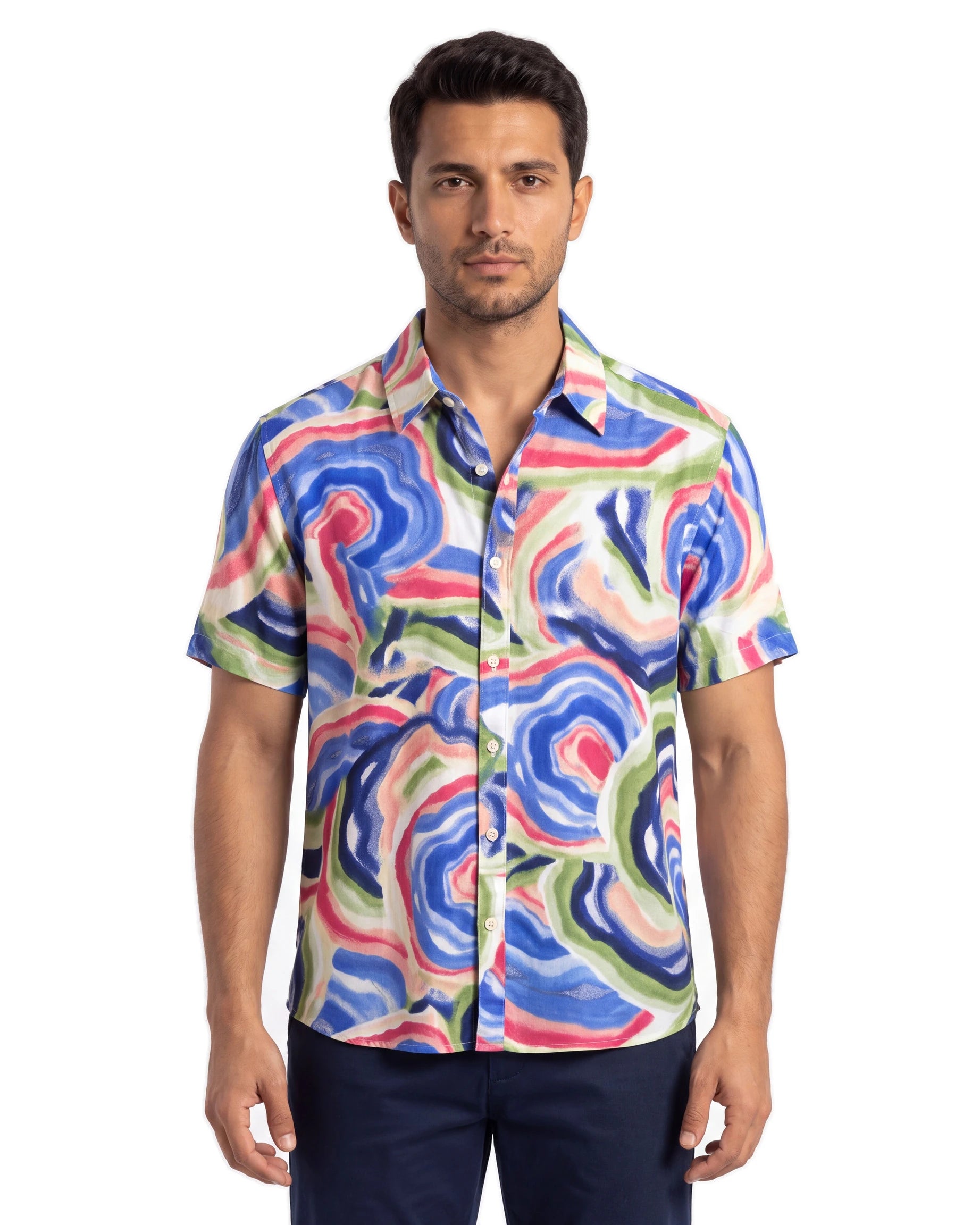 Corallina Viscose Shirt - Blue, front