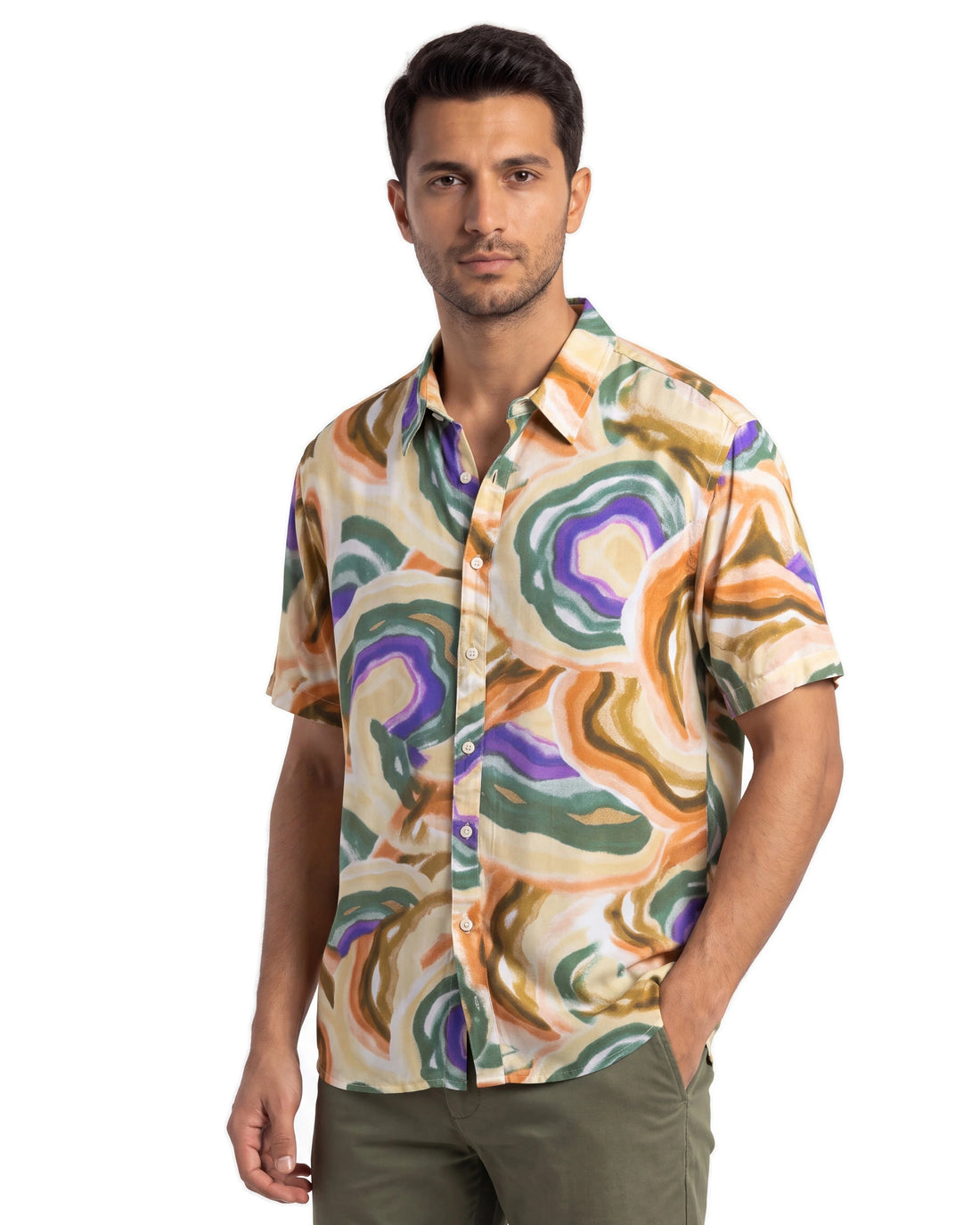 Corallina Viscose Shirt - Brown, angled