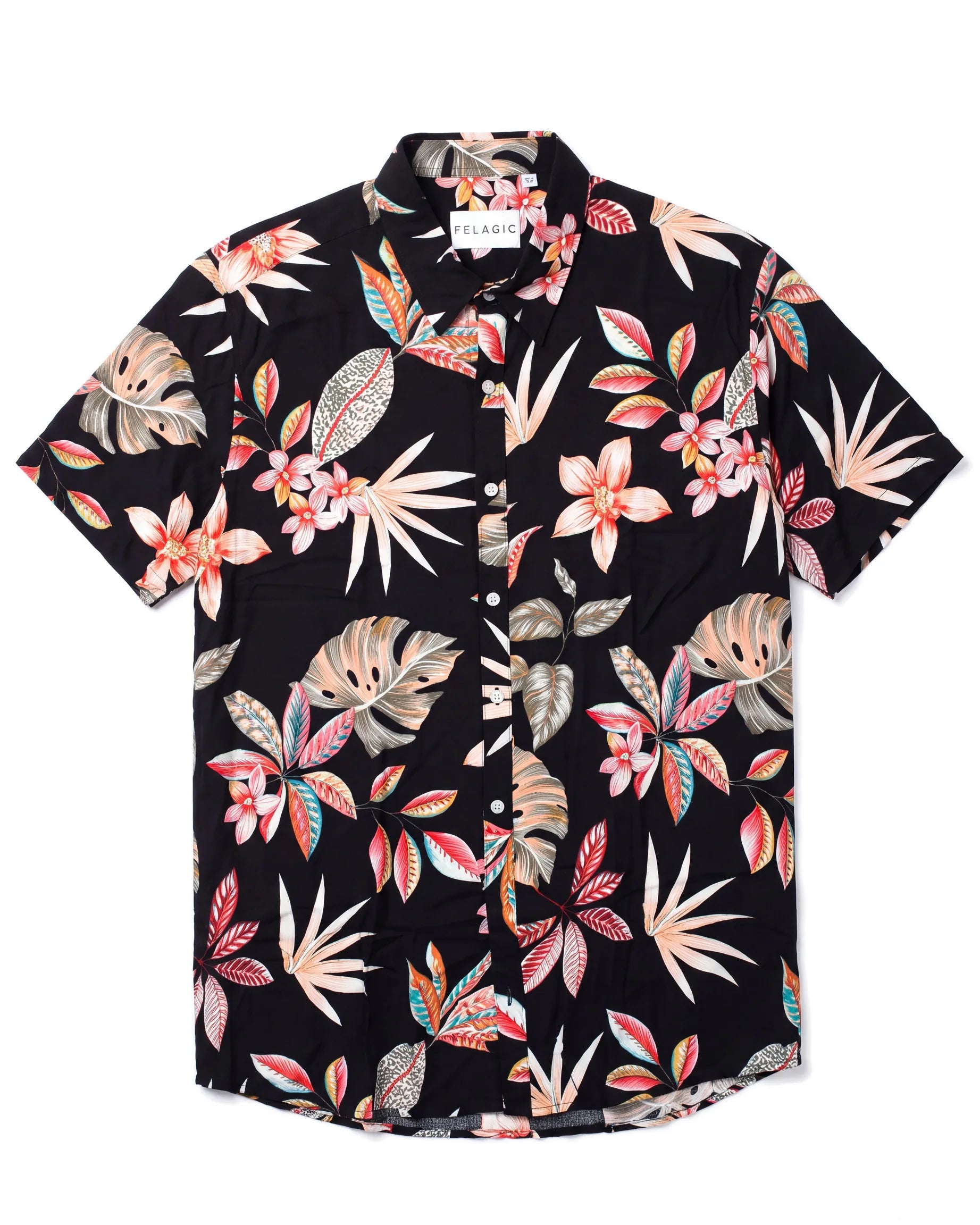 Exotic Flora Viscose Shirt - Black, flat lay
