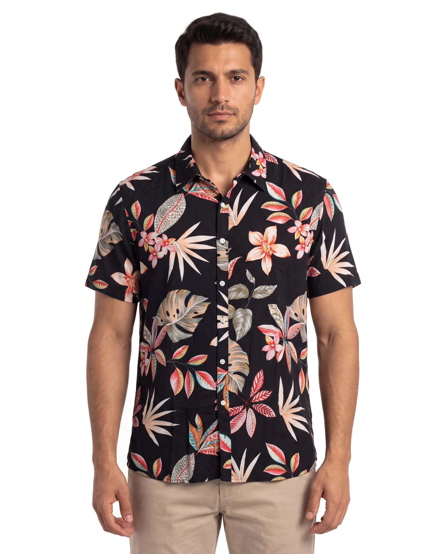 Exotic Flora Viscose Shirt - Black, front
