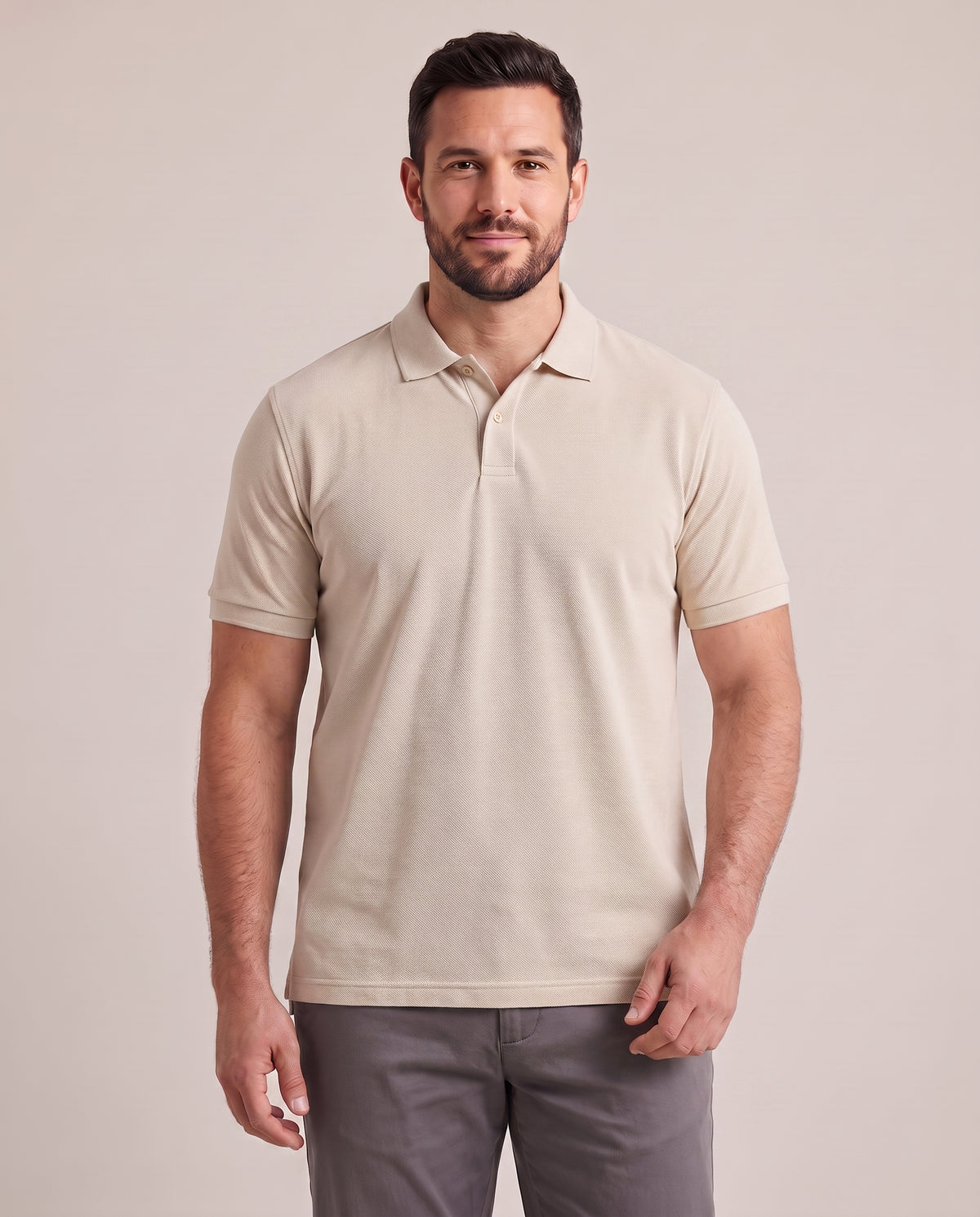 Clear Cut Polo Light Beige cotton pique polo