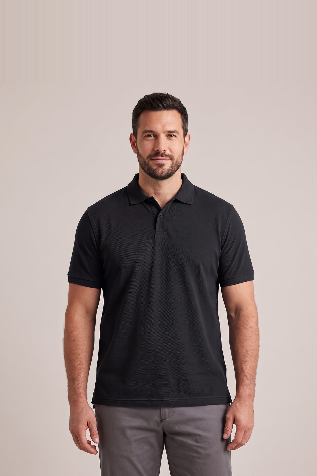 Clear Cut Polo Black cotton pique polo