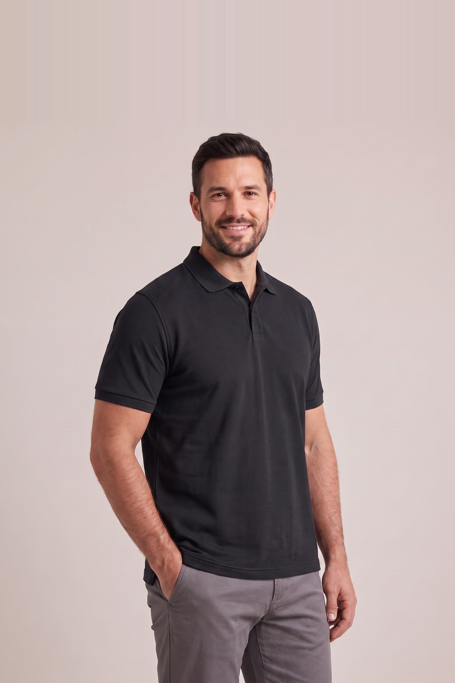 Clear Cut Polo Black cotton pique polo