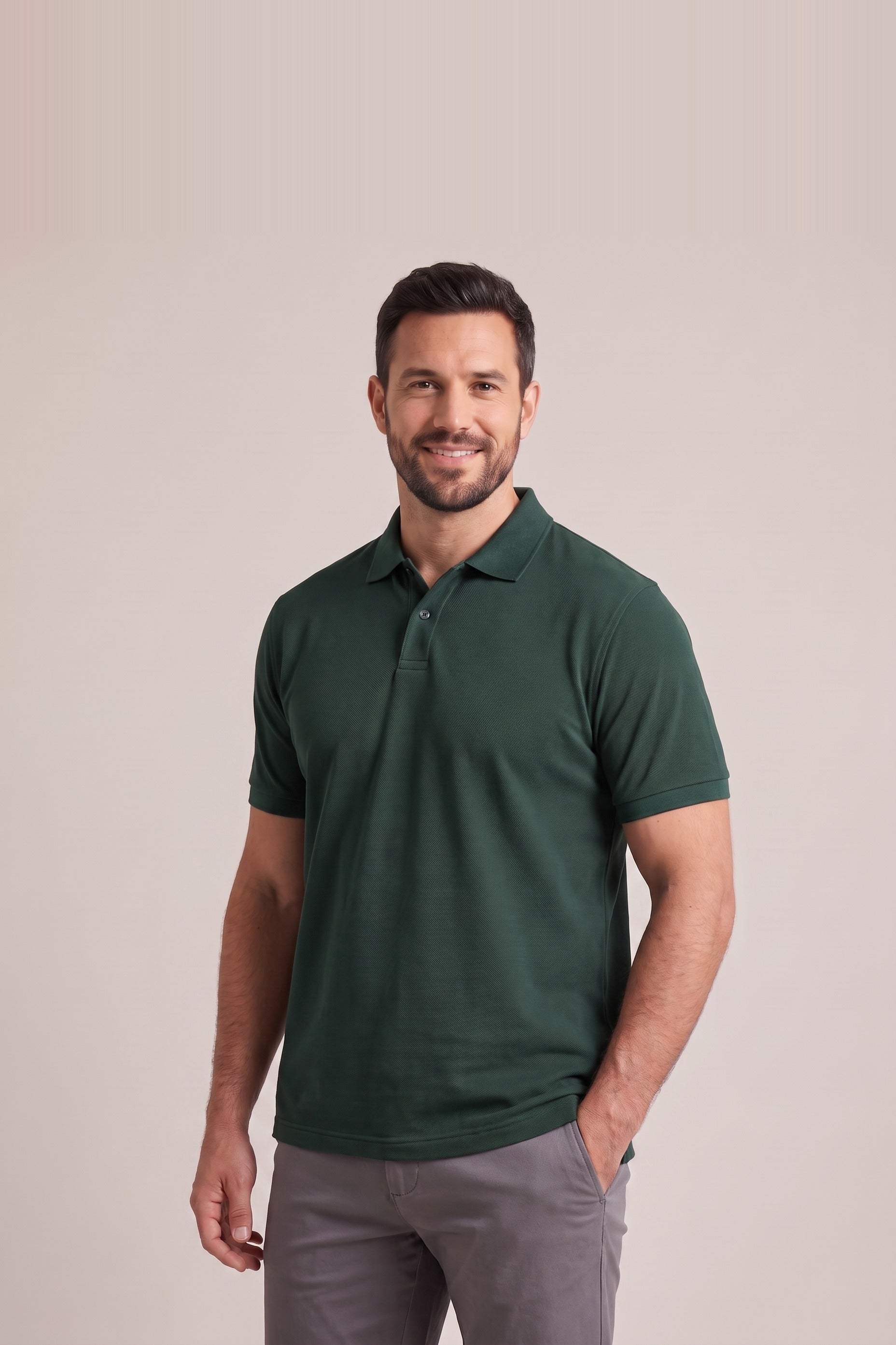 Clear Cut Polo Green cotton pique polo