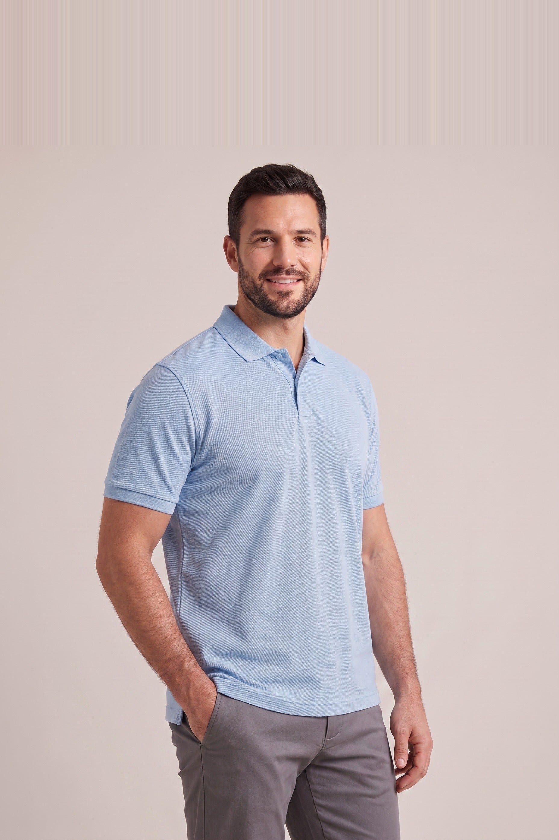 Clear Cut Polo Light Blue cotton pique polo