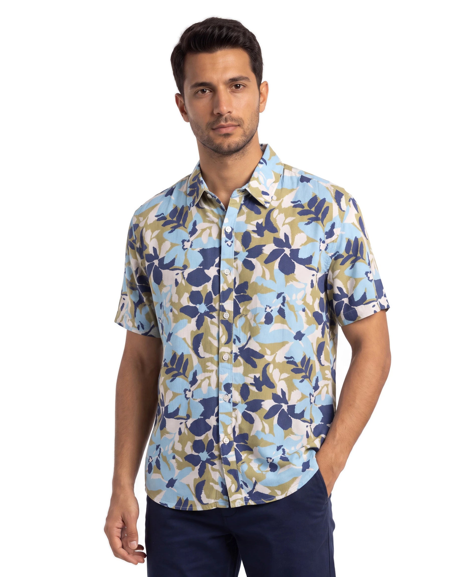 Frost Print Shirt - Blue, angled