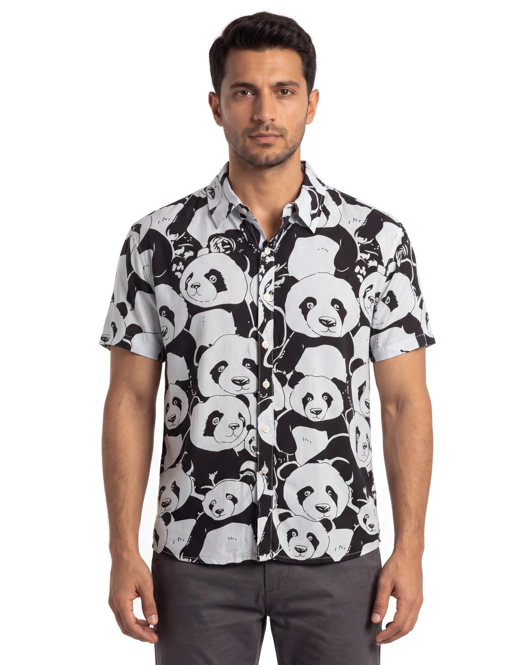 Panda Print Shirt - White, front