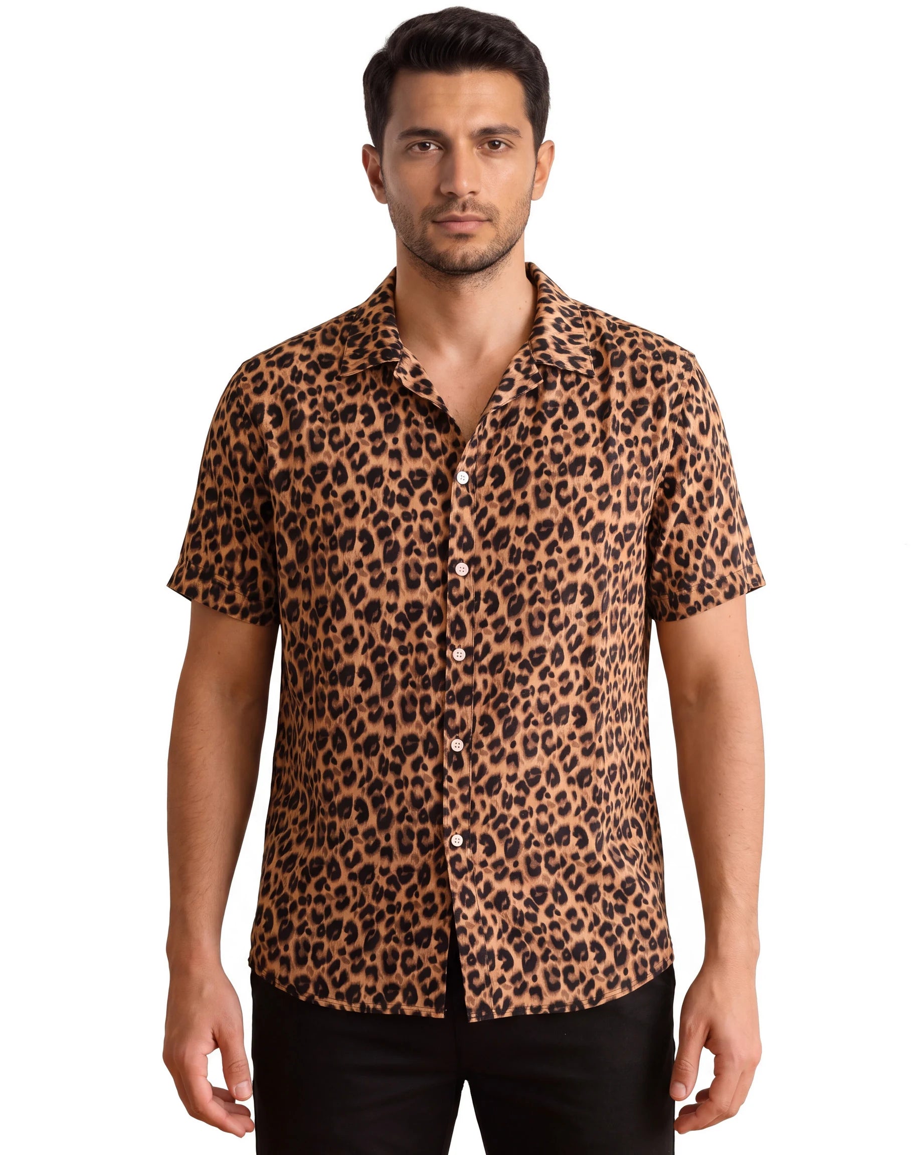 Panther Print Shirt - Brown, front