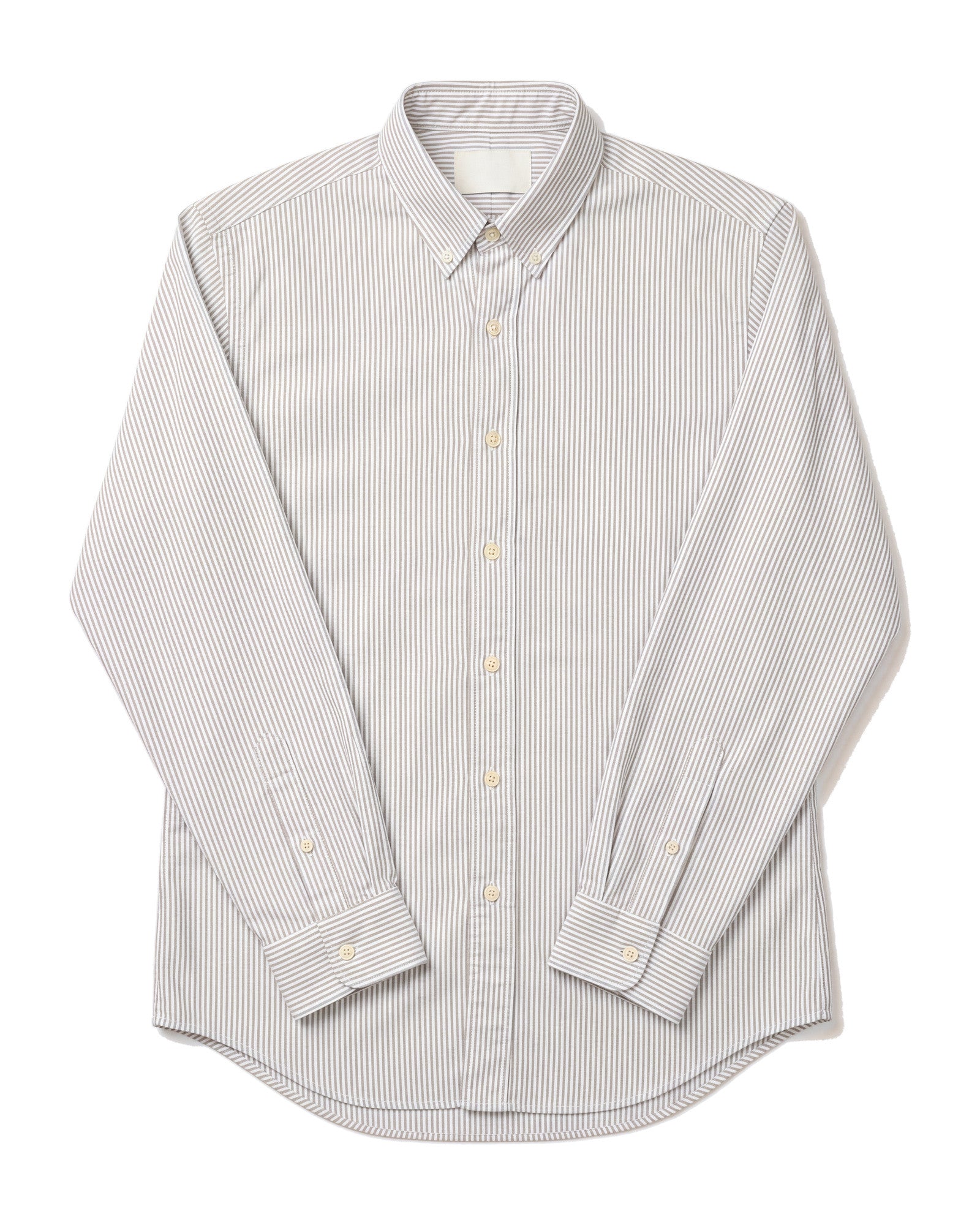 R/L Oxford Stripe Long Sleeve Shirt - Brown, flat lay