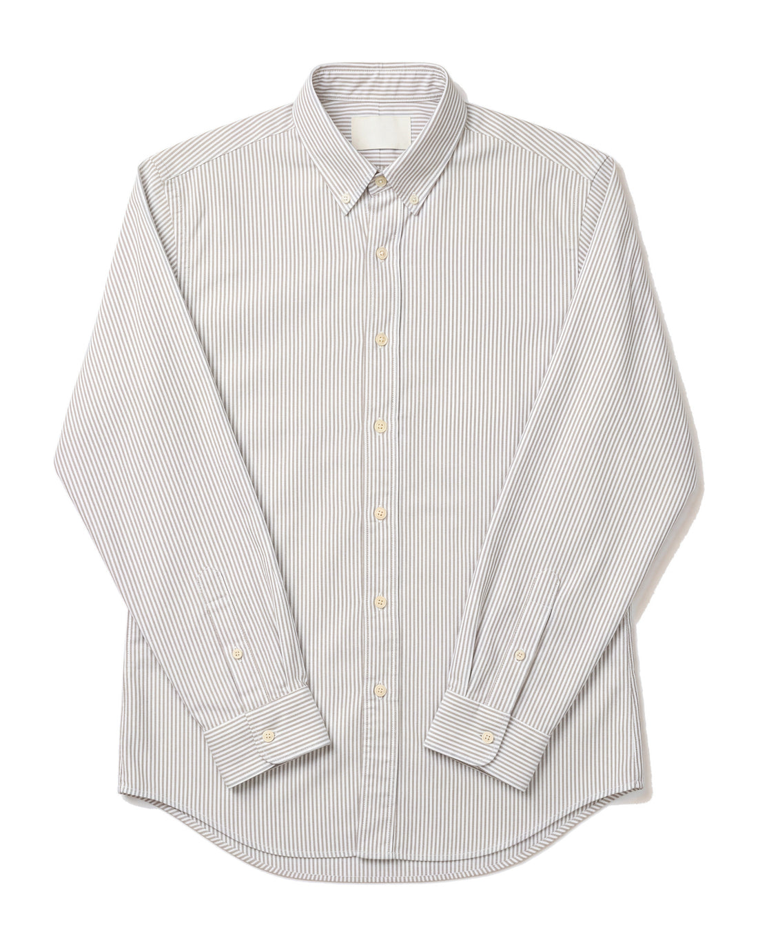 R/L Oxford Stripe Long Sleeve Shirt - Brown, flat lay