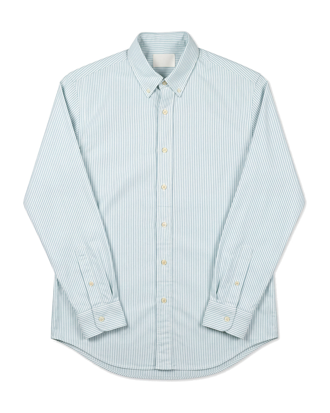 R/L Oxford Stripe Long Sleeve Shirt - Green, flat lay