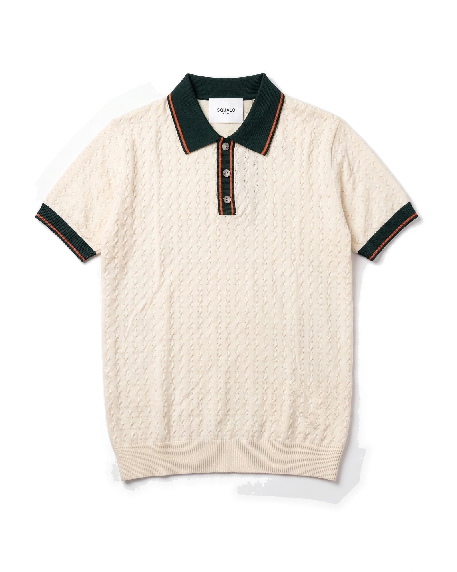Regent Knit Polo - Cream, flat lay