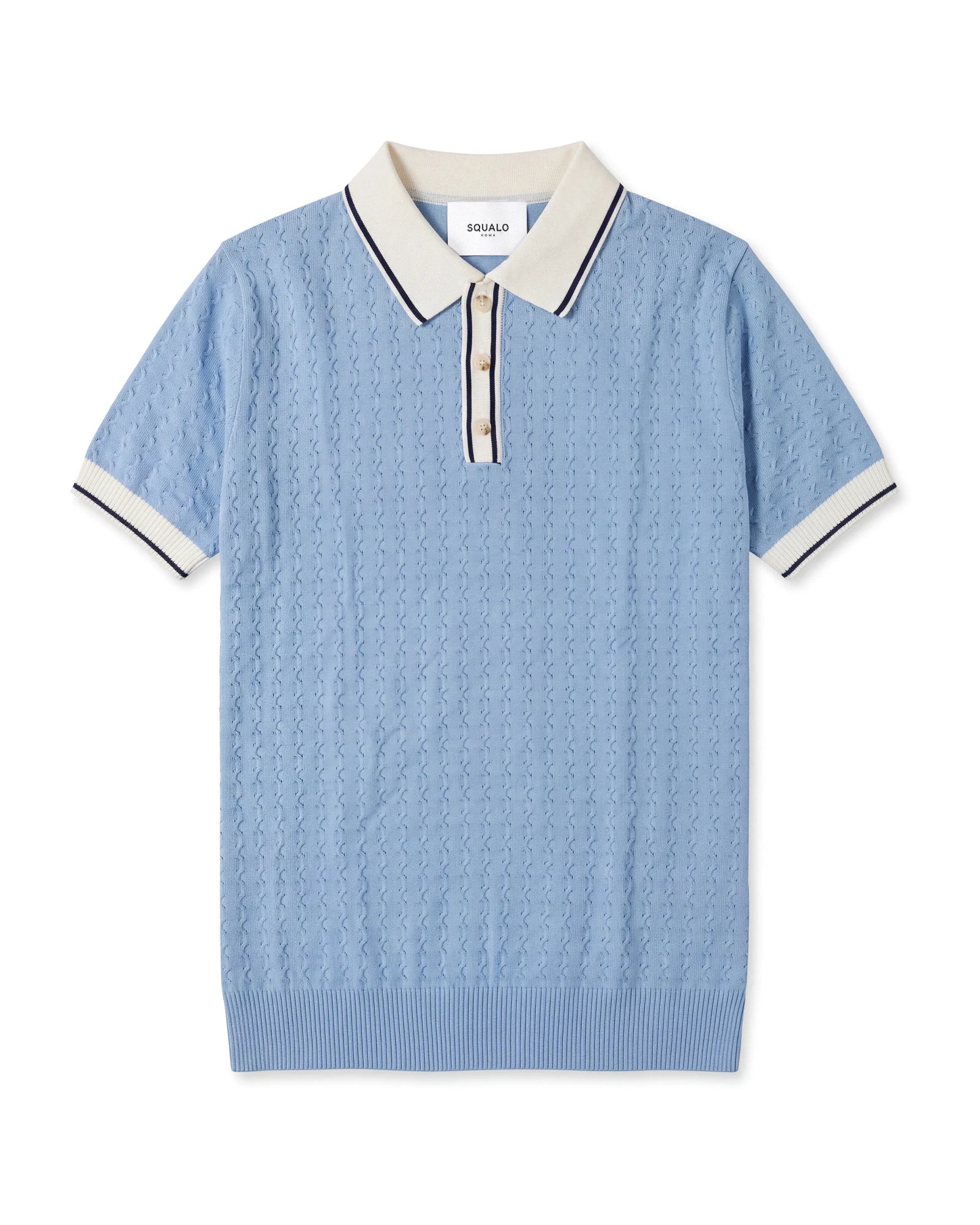 Regent Knit Polo - Light Blue, flat lay