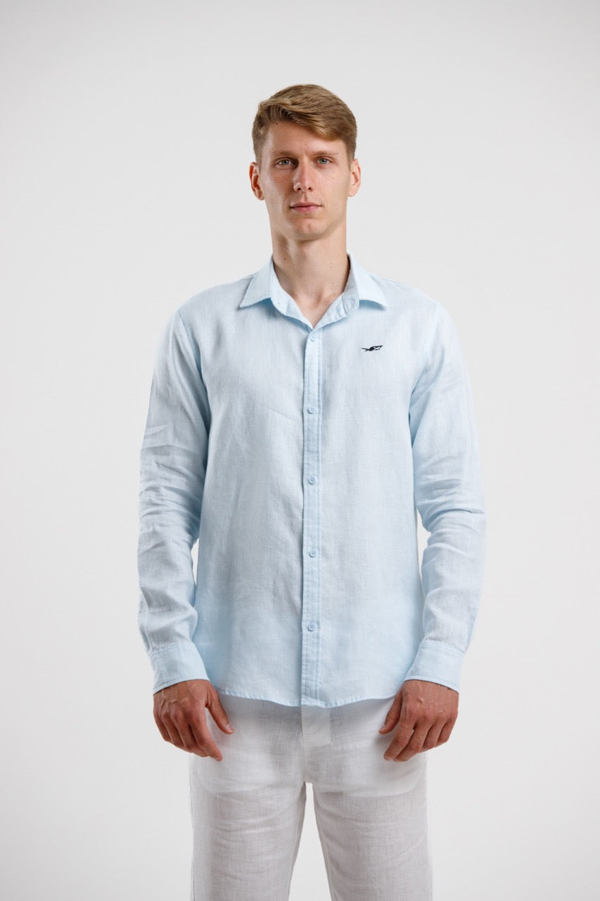 Linen Slim Fit Shirt - Sky Blue