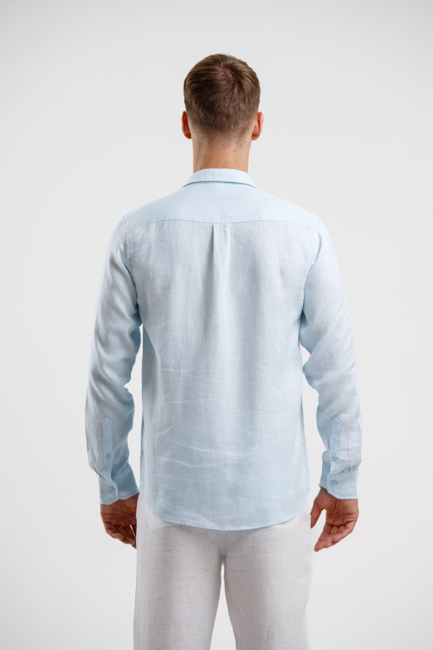 Linen Slim Fit Shirt – Sky Blue