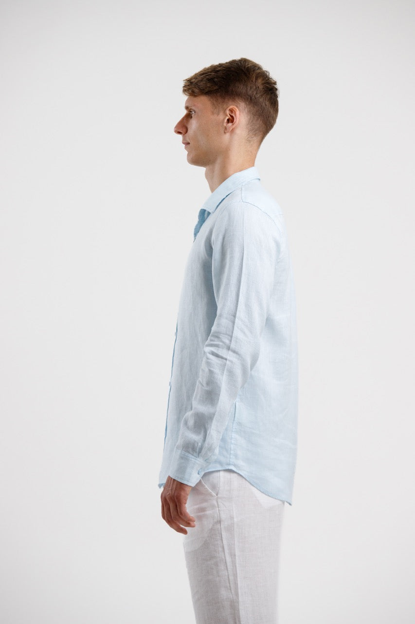 Linen Slim Fit Shirt – Sky Blue